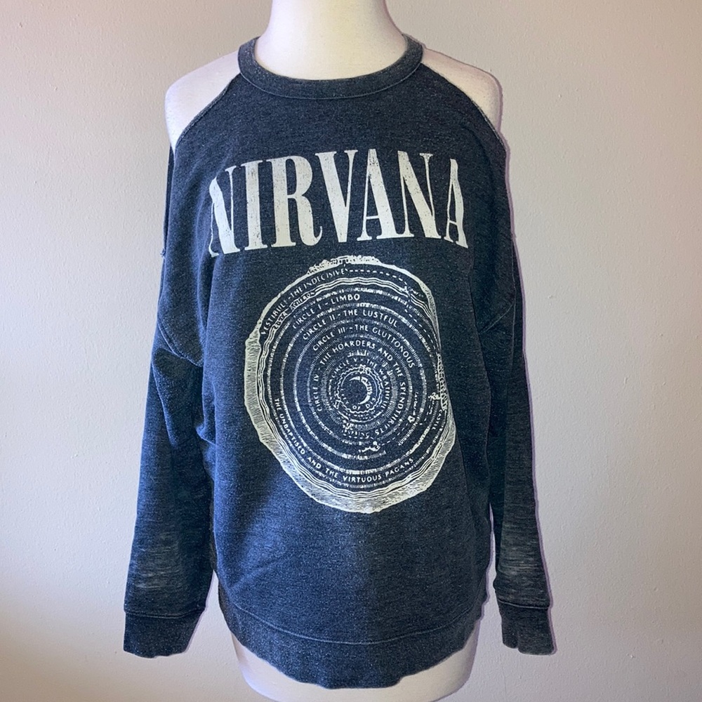 Distressed cold shoulder band tee
